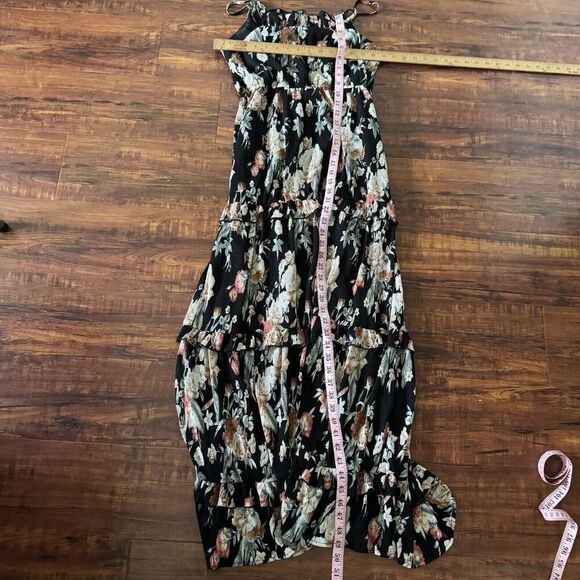 Floral Ribbed Maxi Dress Womens Small Tiered Ruffle Boho Chic Cottagecore Flowy - Picture 11 of 13